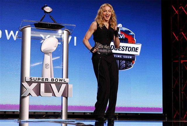 Madonna a Super Bowl sajtótájékoztatóján Indianapolisban (Fotó: Action Images)