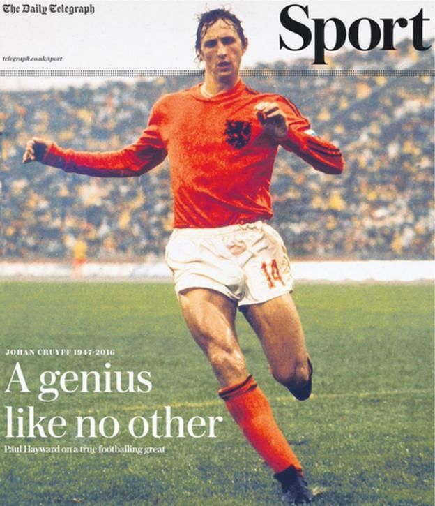 A Daily Telegraph sportrovatának címlapja: Egy egyedülálló zseni