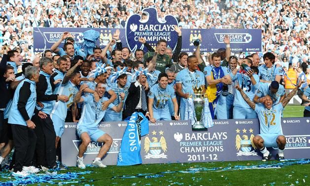 A vizsgált időszakban háromszor nyerte meg a Premier League-et a Manchester City, 2012-ben... (Fotó: AFP)