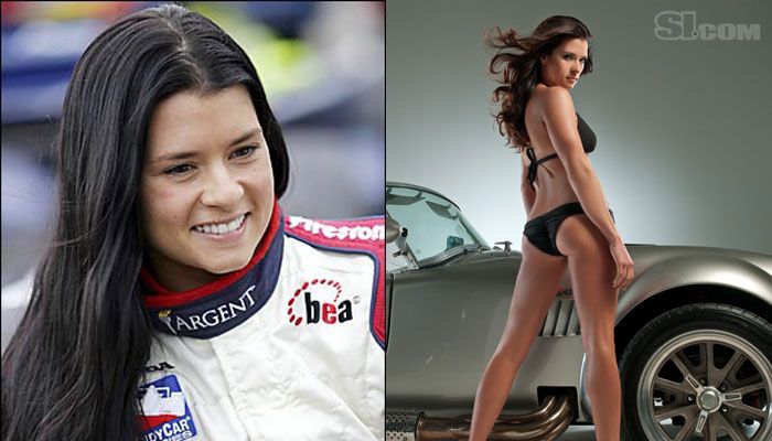 Danica Patrick mezben, és „civilben” (Fotó: cosmosandcleats.blogspot.com, si.com)