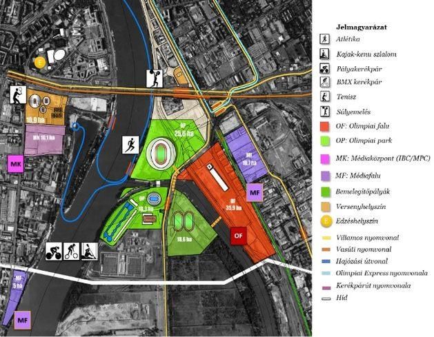 A tanulmánykészítők egybehangzó javaslata a budapesti főhelyszínre a Kvassay-zsilip és környéke, a főstadionra a Vituki területe
 (Forrás: MOB)