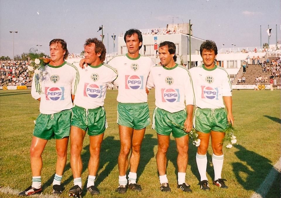 Egy legendás fotó (balról): Ebedli Zoltán, Szokolai László, Rab Tibor, Takács László és Pogány László (Fotó: tempofradi.hu)