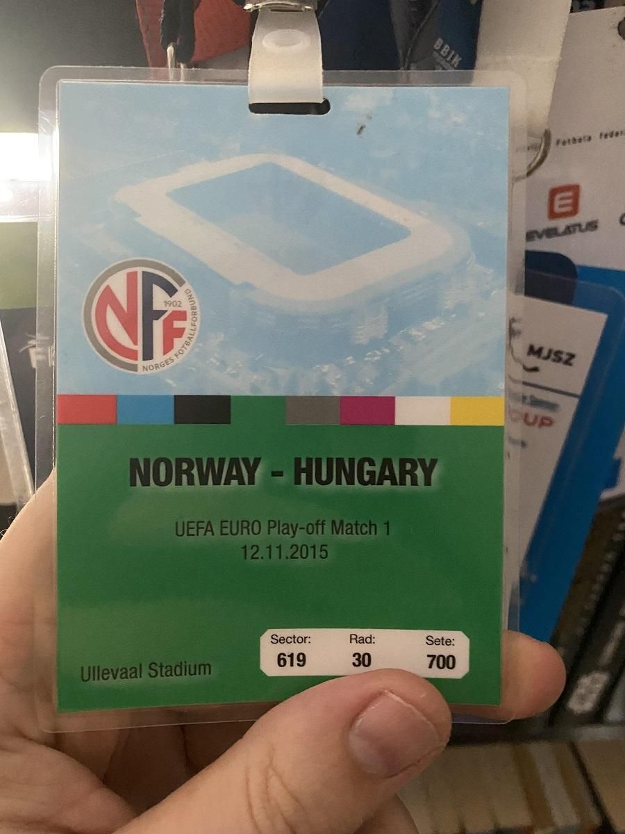 A szerző akkreditációs kártyája  a norvég–magyar Eb-pótselejtezőről