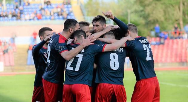 Nagy az öröm, Takács Tamás megszerezte a Szpari második gólját a Kisvárda ellen (Fotó: nyiregyhazaspartacus.hu)