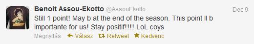 „Ez a pont a szezon végén még értékes lehet“ – Twittelte Assou-Ekotto