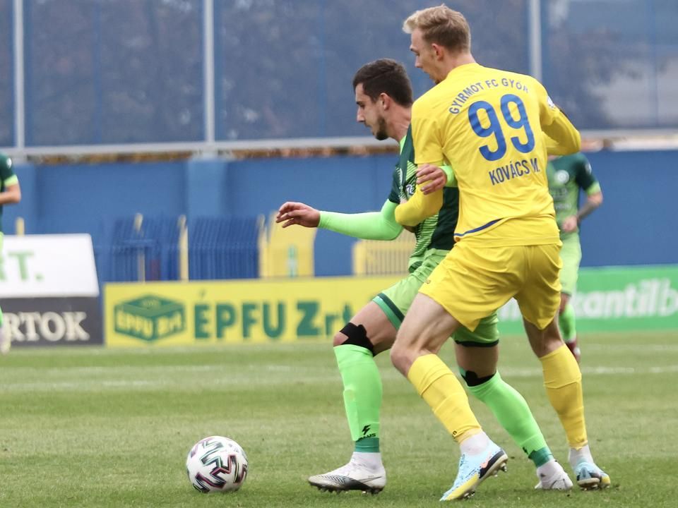 Kovács Milán harcolta ki a hazaiak egyenlítő góljához vezető büntetőt (Fotó: Nagy Gábor / Kisalföld)