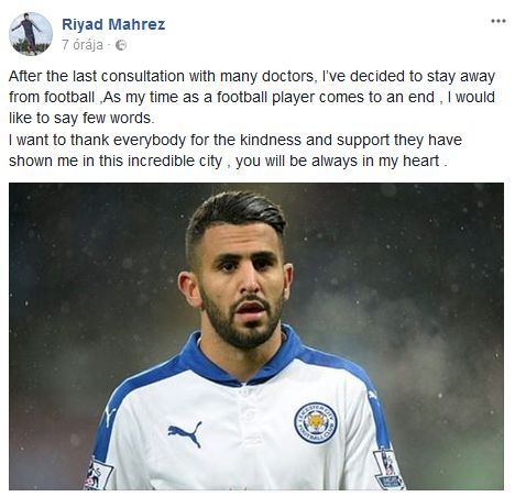 Mahrez bejegyzése, amit azóta töröltek (Fotó: Facebook)