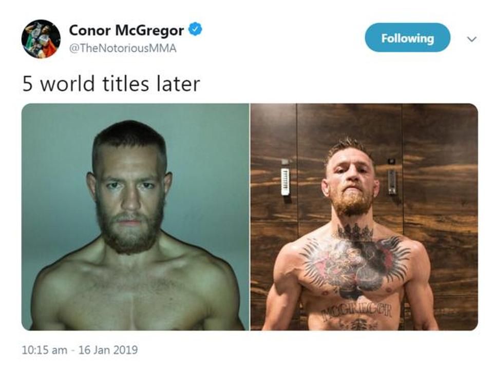 Conor McGregor akkor és most (Fotó: Twitter)