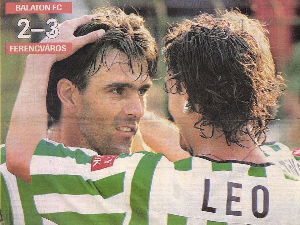 Siófoki főszereplők: Lipcsei Péter és Leandro ünnepli a zöld-fehérek egyik gólját (Fotó: M. Németh Péter, NS-archív)