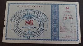 1959-es jegy: Népstadion, 19. sor, 5. szék
