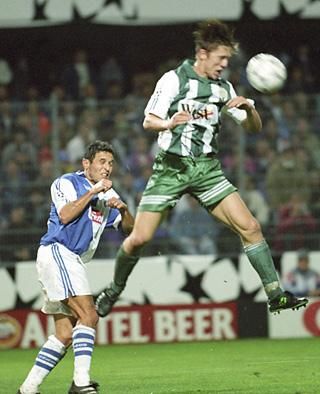 Az FTC Grasshoppers elleni 1995-ös, zürichi BL-mérkőzésén
maradandót alkotott (Fotó: Nemzeti Sport)