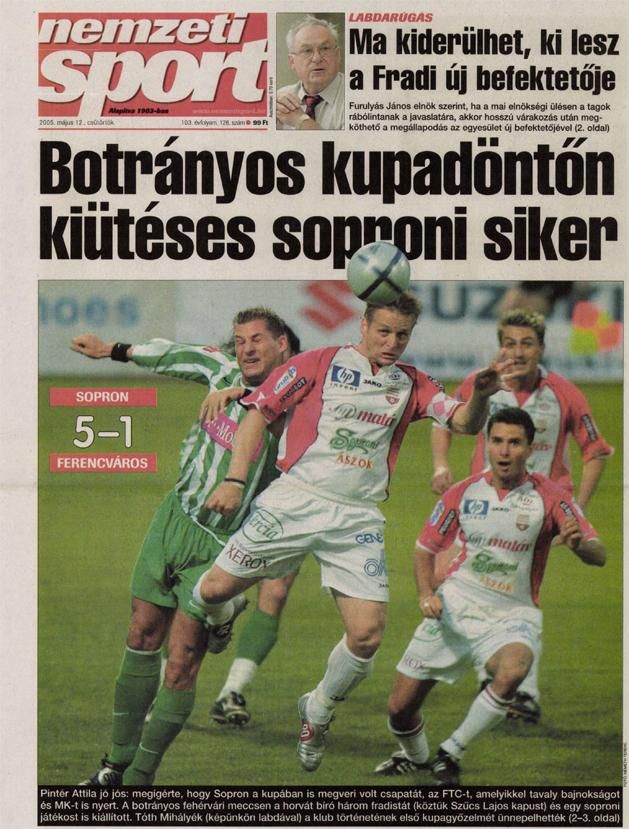 A Nemzeti Sport címlapja 2005. május 12-én