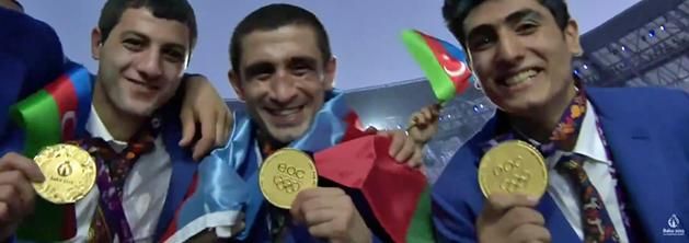 Az azeriek kihozták az érmeiket is a záróünnepélyre (Fotó: Baku 2015 European Games/Facebook)