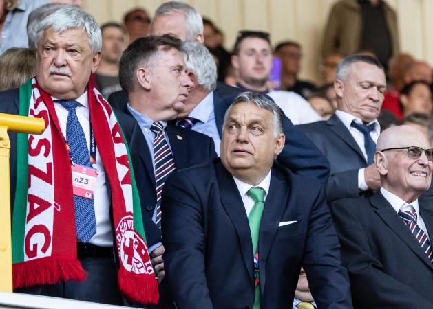 Orbán Viktor kormányfő az angolok elleni Nemzetek Ligája-mérkőzésen Csányi Sándor MLSZ-elnök mellett szurkolt (Fotó: Árvai Károly)