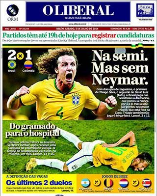 Kettős érzelmek a brazil címlapon: lesz elődöntő,
de Neymar nélkül