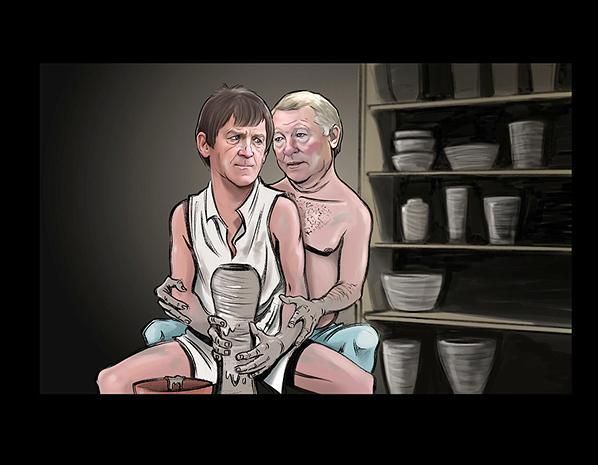 Sir Alex Ferguson és Kenny Dalglish (Rajz: James Husbands)