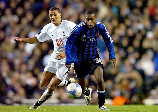 Yulu-Matondo (jobbra) 2006-ban a Tottenham elleni UEFA-kupa-mérkőzésen az FC Bruges játékosaként (Fotó: Action Images)