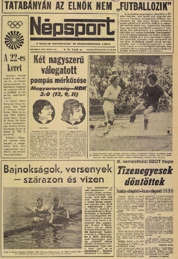 1972. július 22.: először a Népsportban – s egyből a címlapon, fényképpel