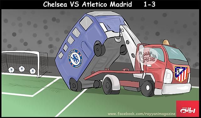 Az Atlético Madrid elvontatta a Chelsea buszát... (Fotó: facebook.com/Troll.Football)