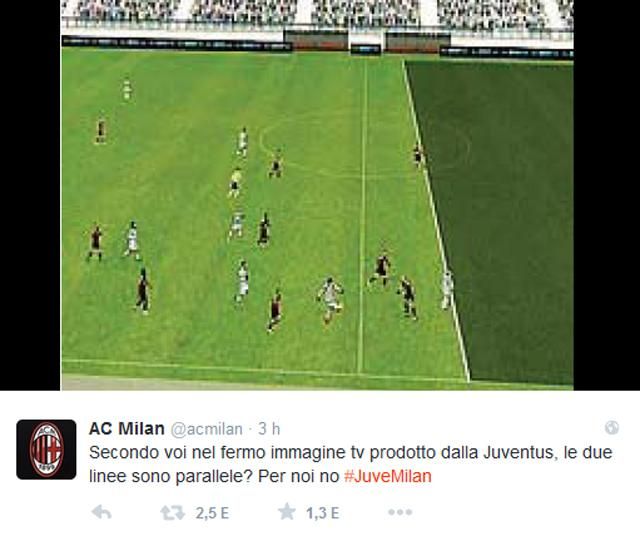 A Milan a Twitterére posztolt ki egy képet, amelyen a nem éppen párhuzamos lesvonalra hívták fel a figyelmet