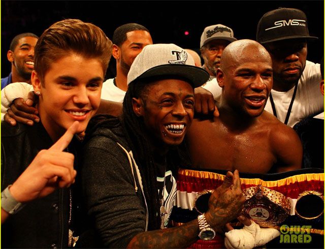 Justin Bieber, Lil‘ Wayne és Floyd Mayweather Jr. (Forrás: justjared.com)