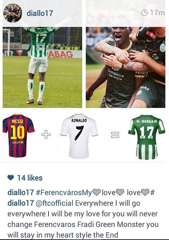 Diallo Instagram-bejegyzése