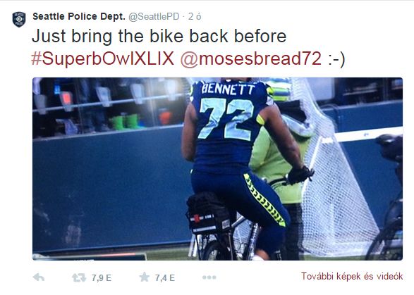 Bennettet megkérték, hogy azért majd vigye vissza a bringát (Fotó: Twitter)