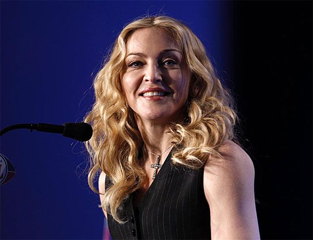 Madonna a Super Bowl sajtótájékoztatóján Indianapolisban (Fotó: Action Images)