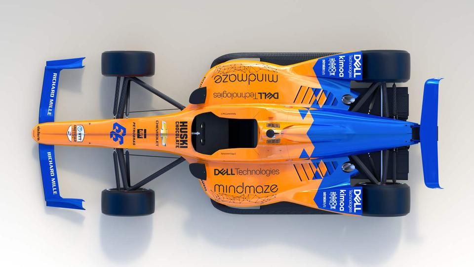 Alonso ezzel az autóval indul 2019-ben az Indy 500-on – felülről (Fotó: mclaren.com)