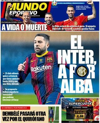 A Mundo Deportivo szerdai címlapja