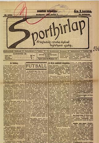 A Sporthírlap 1920. június 7-én siratta el az elvett országrészeket
