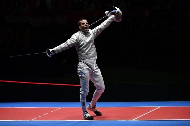 A Rio de Janeiró-i olimpián Emese műanyag sarokvédője is hozzájárult Áron győzelméhez (Fotó: AFP)