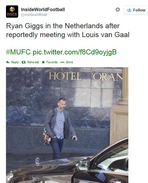 Giggs a hírek szerint Noordwijkben találkozott Van Gaallal (Fotó: Inside World Football/Twitter)