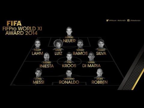 2014: Neuer – Lahm, David Luiz, S. Ramos, Thiago Silva – Iniesta, Kroos, Di María – Messi, C. Ronaldo, Robben 
(Fotó: squawka.com)