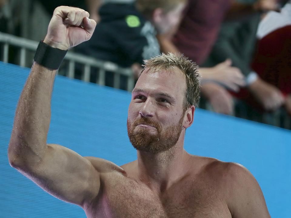 Nagy Viktor a 2017-es budapesti világbajnokságon a döntőbe kerülést ünnepli (Fotó: Szabó Miklós)