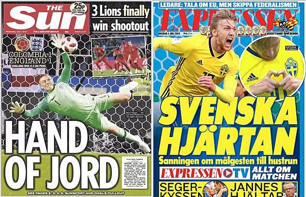 Áthallásos… ezúttal Jord (Jordan Pickford) használta „Isten kezét”; Svédország újra hőseit ünnepelte