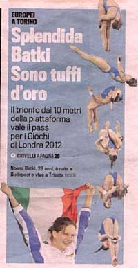 A La Gazzetta dello Sport
szerdai címlapjának részlete Bátkival
