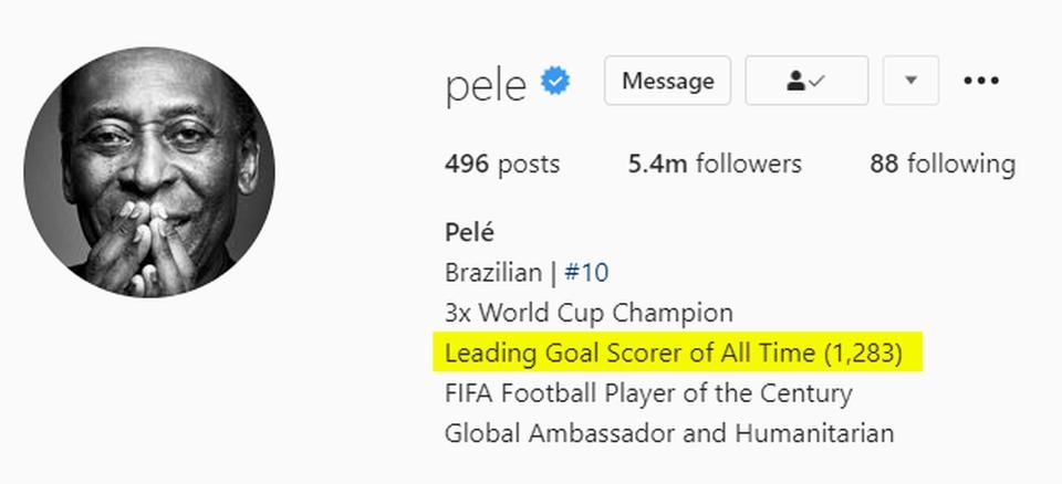 Pelé új adatlapja Instagramon