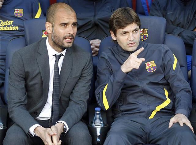 Pep Guardiola és Tito Vilanova a Barcelona „kispadján” (Fotó: Reuters)