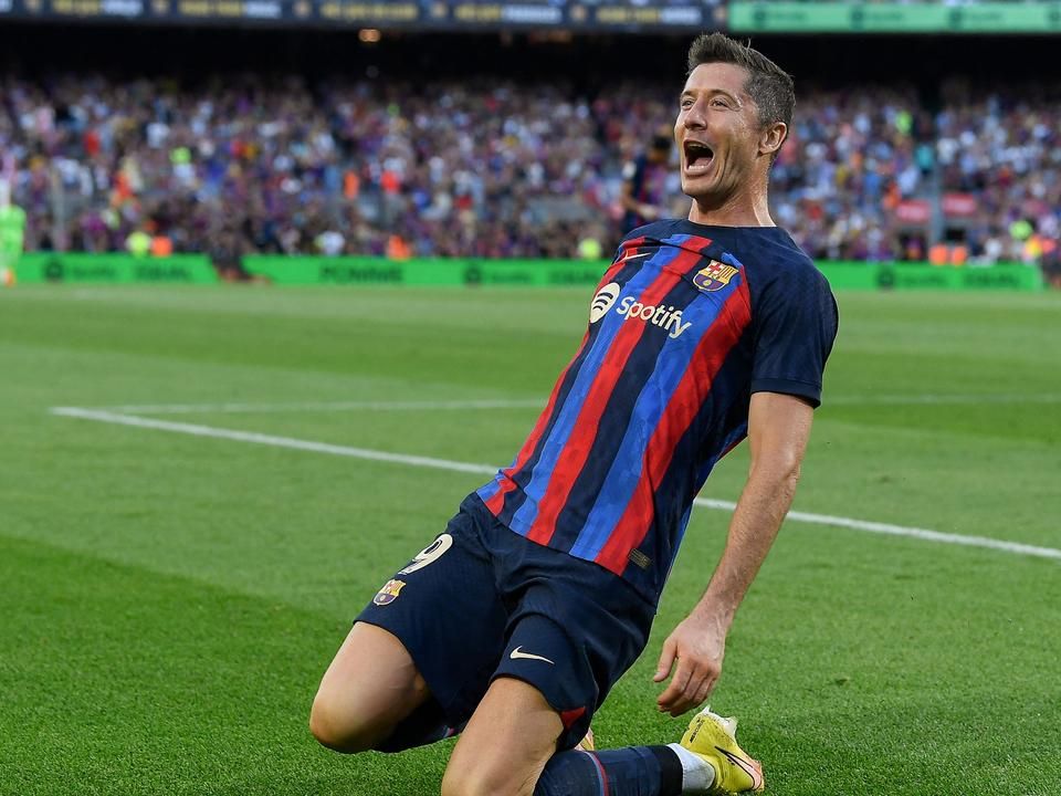 Lewandowski megszerezte első gólját a Camp Nouban a Barcelona játékosaként (Fotó: AFP)