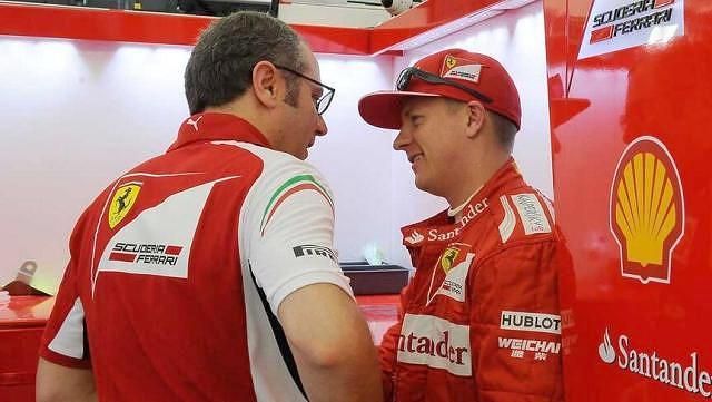 Räikkönen kész a versenyszimulációra – írta a Ferrari. Képünkön Stefano Domenicali csapatfőnökkel 
(Fotó: Twitter/InsideFerrari)