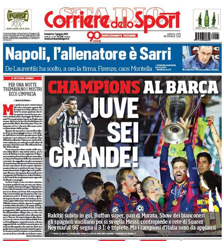 Corriere dello Sport: Juve, nagy vagy! A Barca a győztes