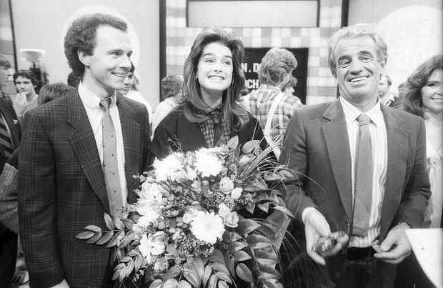 Franz Beckenbauer és Brooke Shields színésznő társaságában 1985-ben
