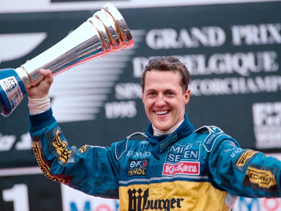Schumacher leghátrábbról aratott diadala – 1995, Belgium (Fotó: AFP)