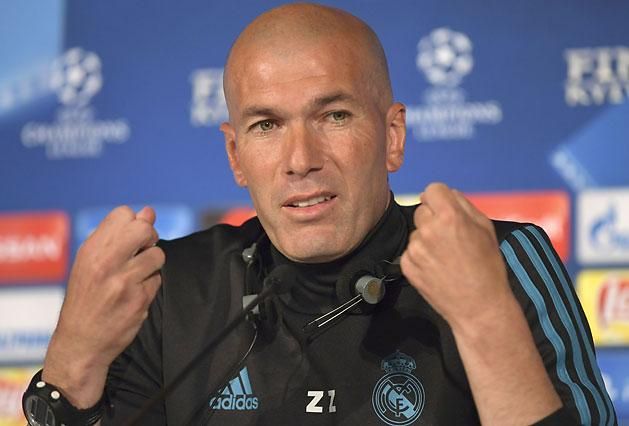 Zinédine Zidane a pénteki sajtótájékoztatón (Fotó: AFP)