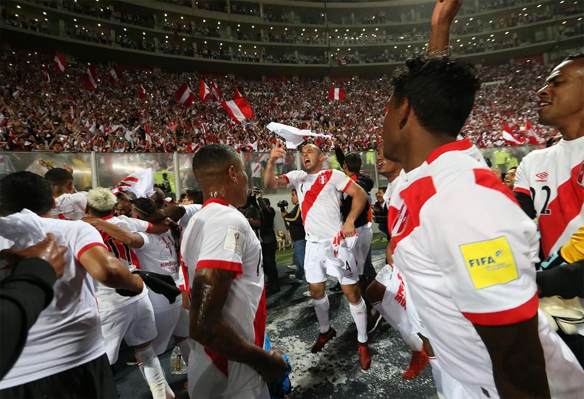 Perui öröm az Új-Zéland elleni sikeres pótselejtező után (Fotó: AFP)