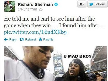 Sherman híres beszólása a két csapat előző meccsén (Fotó: NFL Memes)
