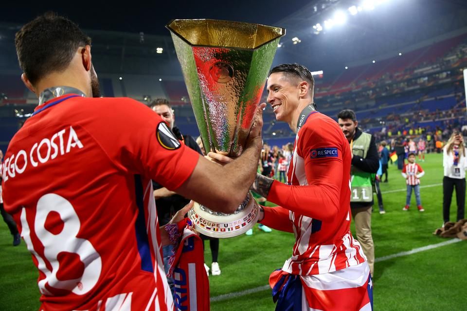 Diego Costának és Fernando Torresnek egy Európa-liga-győzelem azért összejött az Atléticónál (Fotó: AFP)