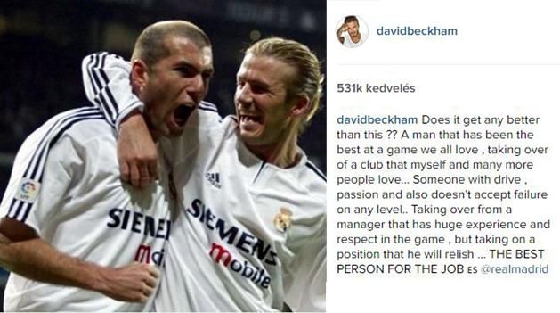 Így reagált Beckham Zidane kinevezésére (Fotó: Instagram)