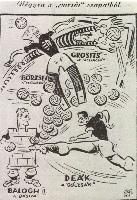 Szepes Béla karikatúráján 1948-ban, a válogatott varsói mérkőzése után